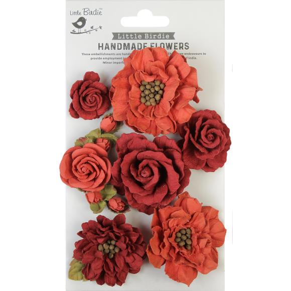 Lolita Paper Flowers 7/Pkg - Scarlet Blend