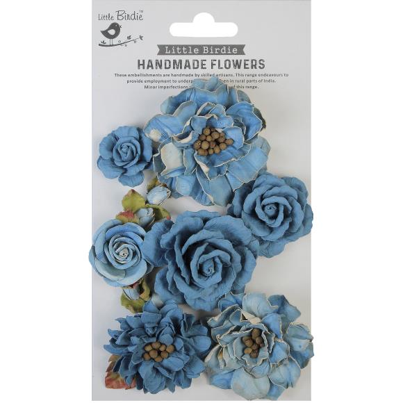 Lolita Paper Flowers 7/Pkg - Aqua Splash