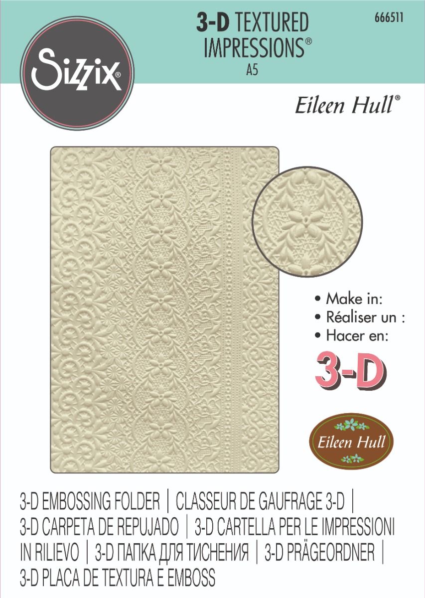 Sizzix 3D Textured Impressions A5 Embossing Folder - Lace