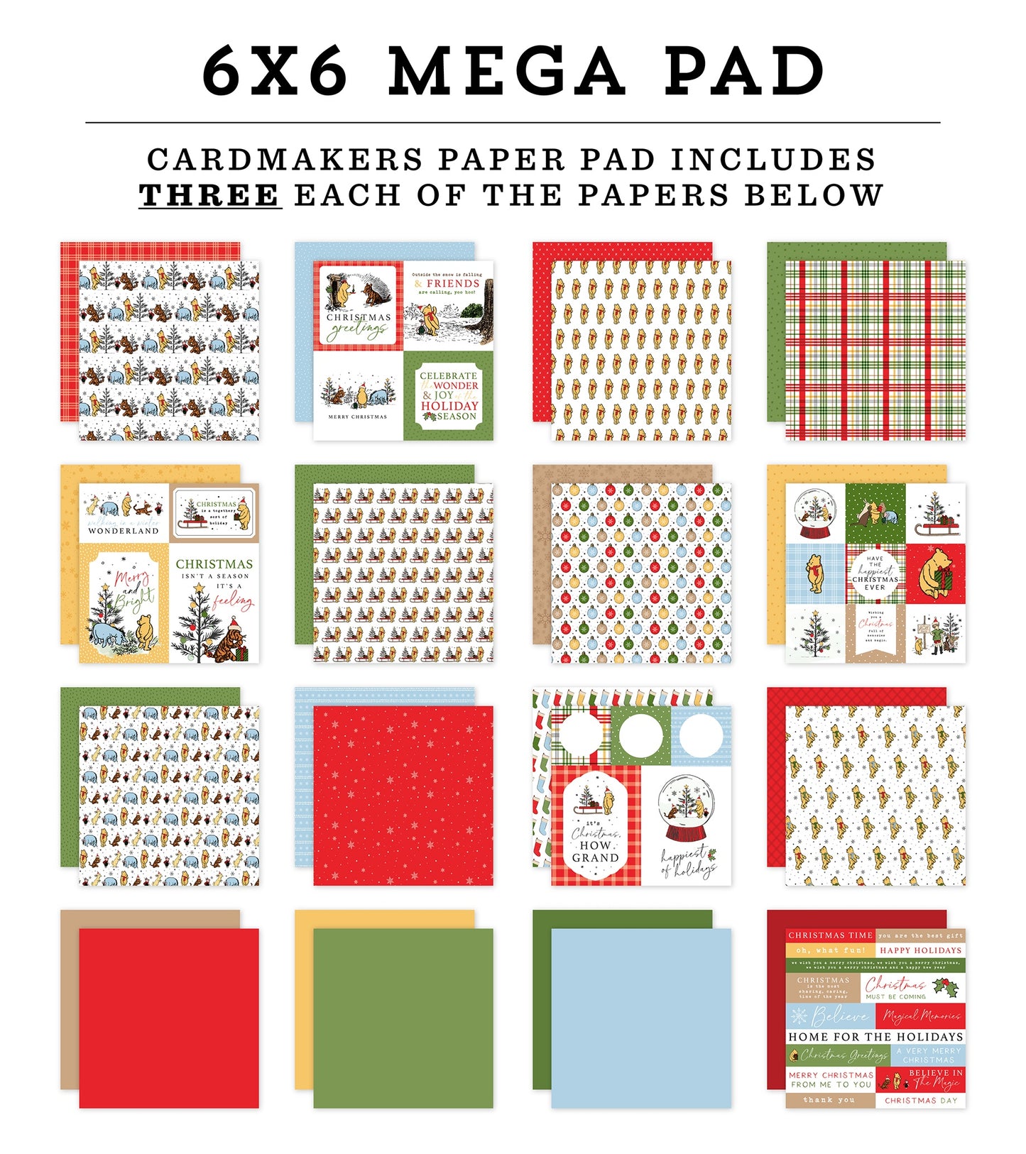 Winnie The Pooh Christmas 6 x 6 Mega Pad
