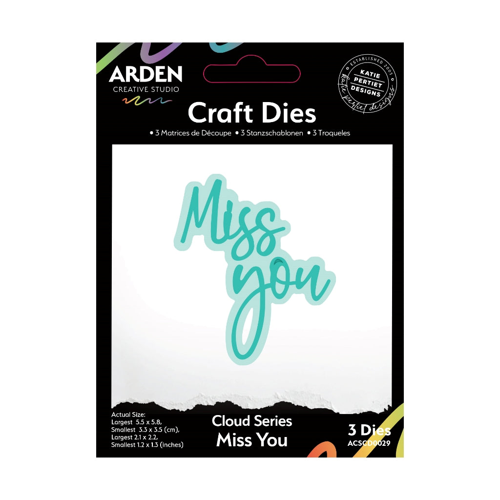 Arden Creative Studio Sentiment Cloud Series Miss You Craft Die Set