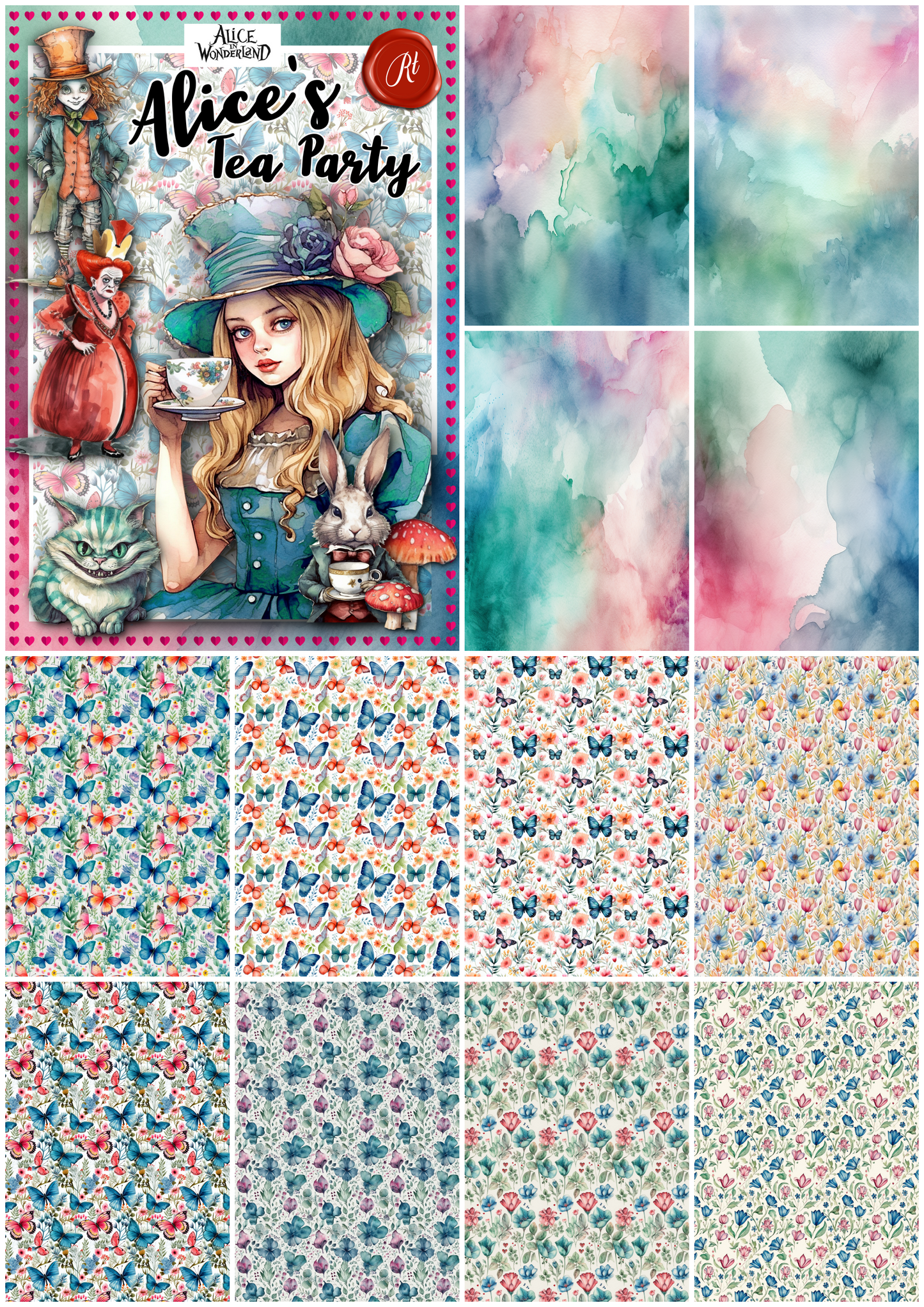 Alice's Tea Party Backgrounds - Paper Collection