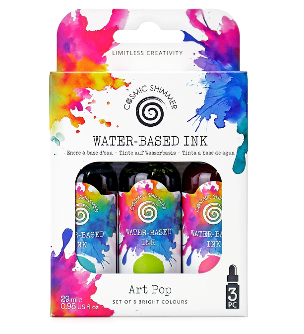 Cosmic Shimmer Art Pop Water-Based Inks, Set of 3 Bright Colours