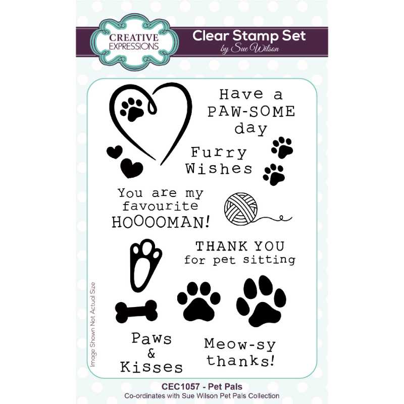Sue Wilson Pet Pals 4 in x 6 in Clear Stamp Set