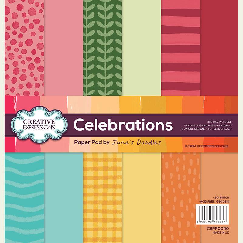 Jane's Doodles Celebrations 8 in x 8 in Paper Pad