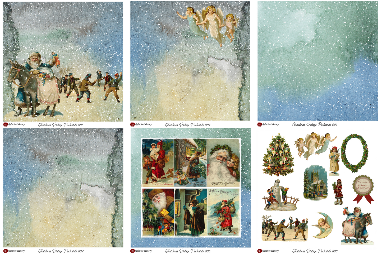 Christmas Vintage Postcards - Papercraft Collection