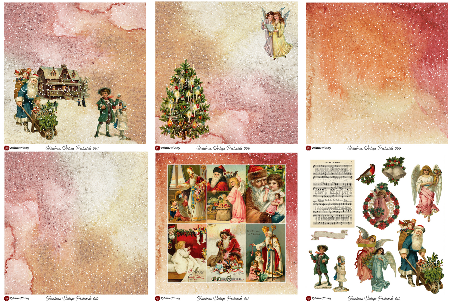 Christmas Vintage Postcards - Papercraft Collection