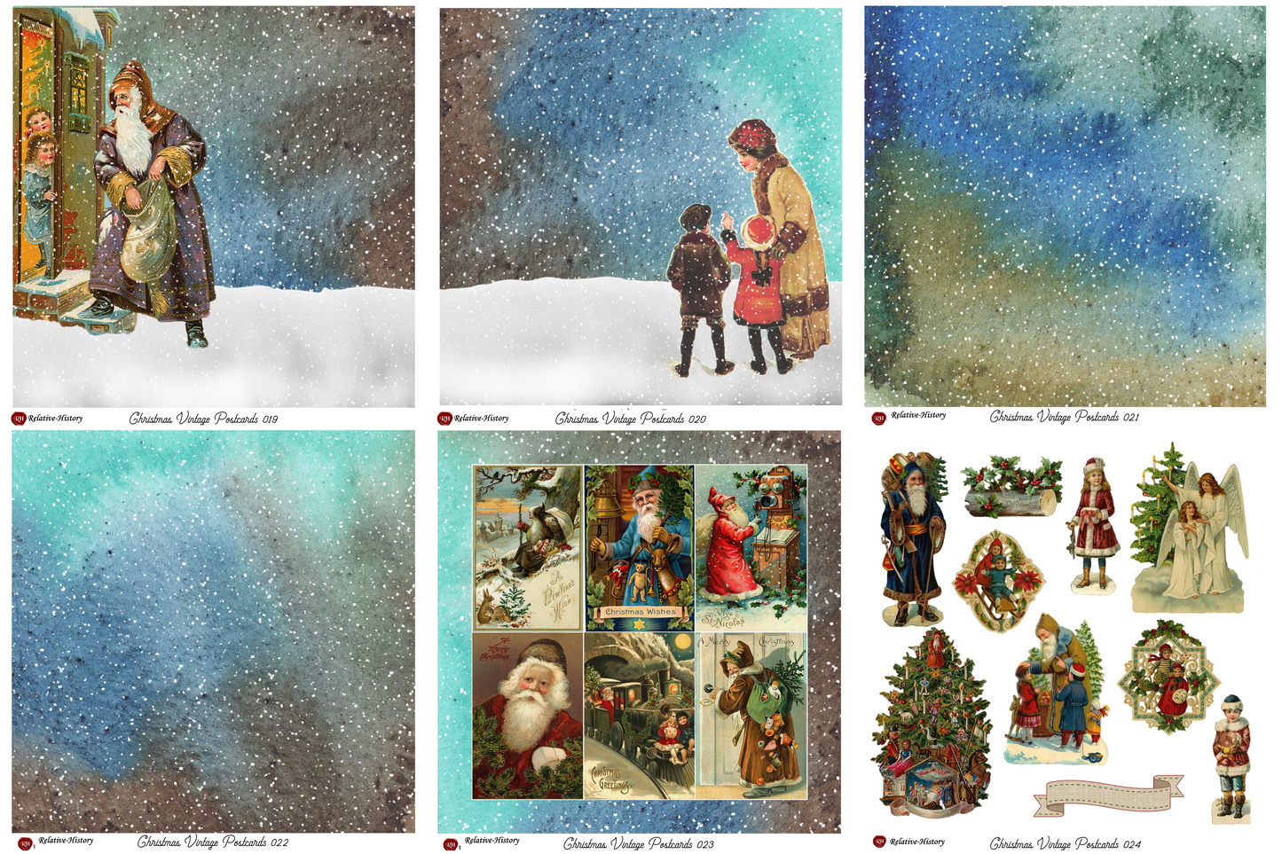 Christmas Vintage Postcards - Papercraft Collection