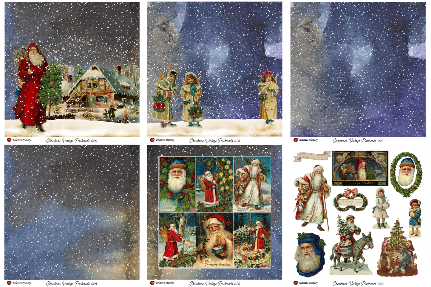 Christmas Vintage Postcards - Papercraft Collection