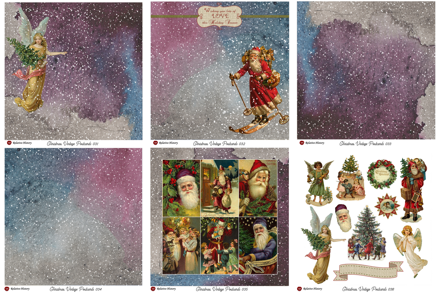 Christmas Vintage Postcards - Papercraft Collection