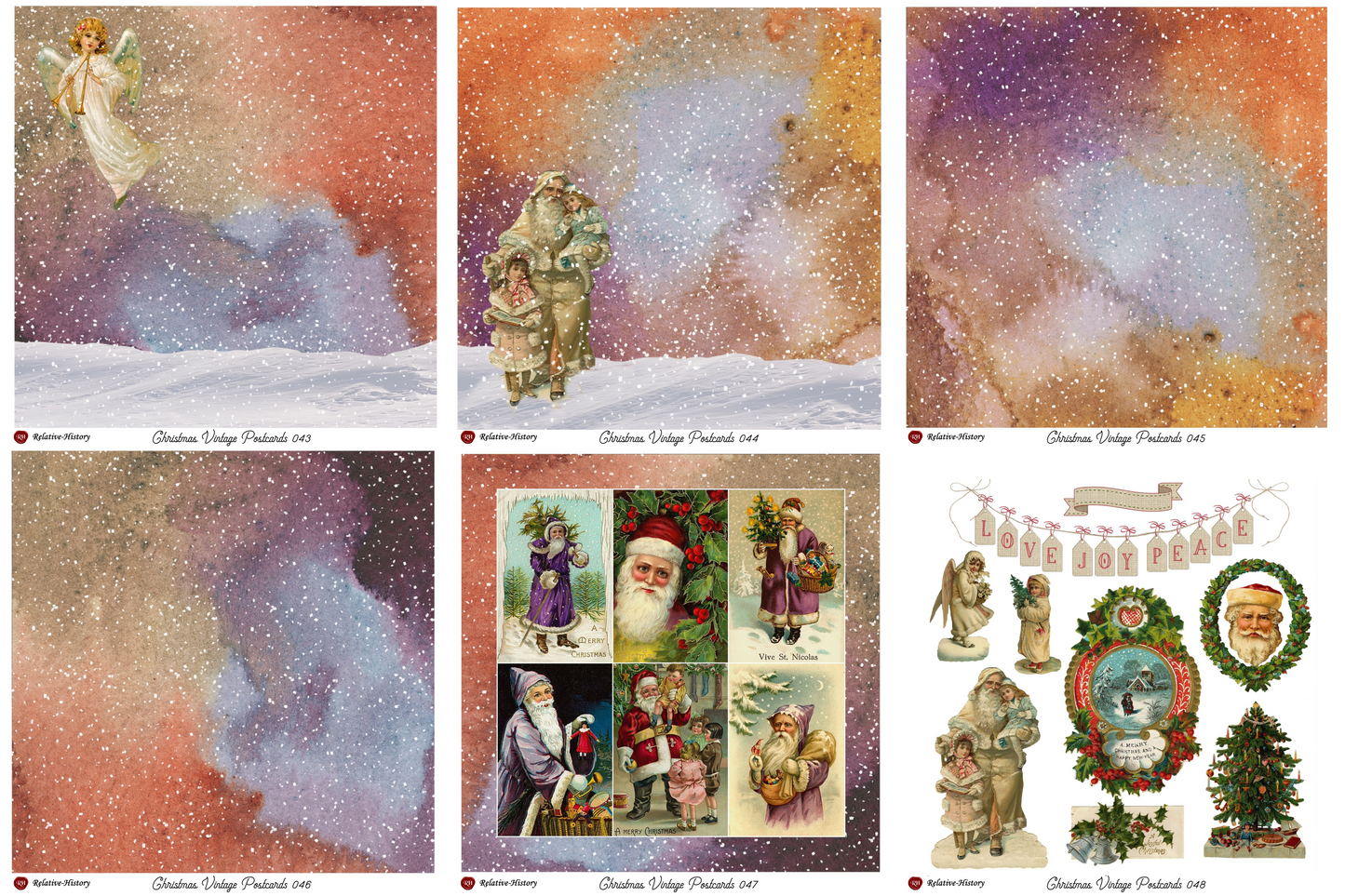 Christmas Vintage Postcards - Papercraft Collection