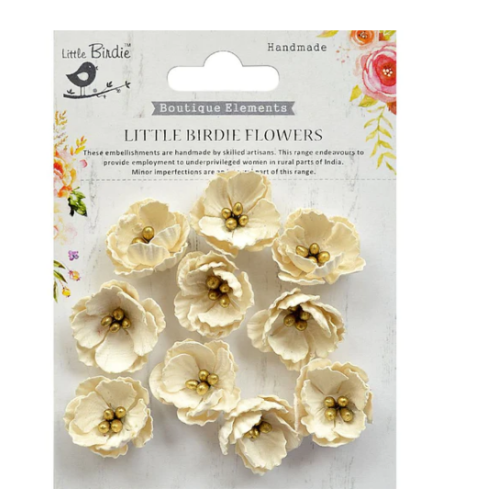 Handmade Flowers Embossed Daisies Moon Light 10 pc