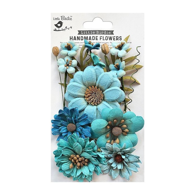 Heleen Paper Flowers 12Pkg - Aqua Medley