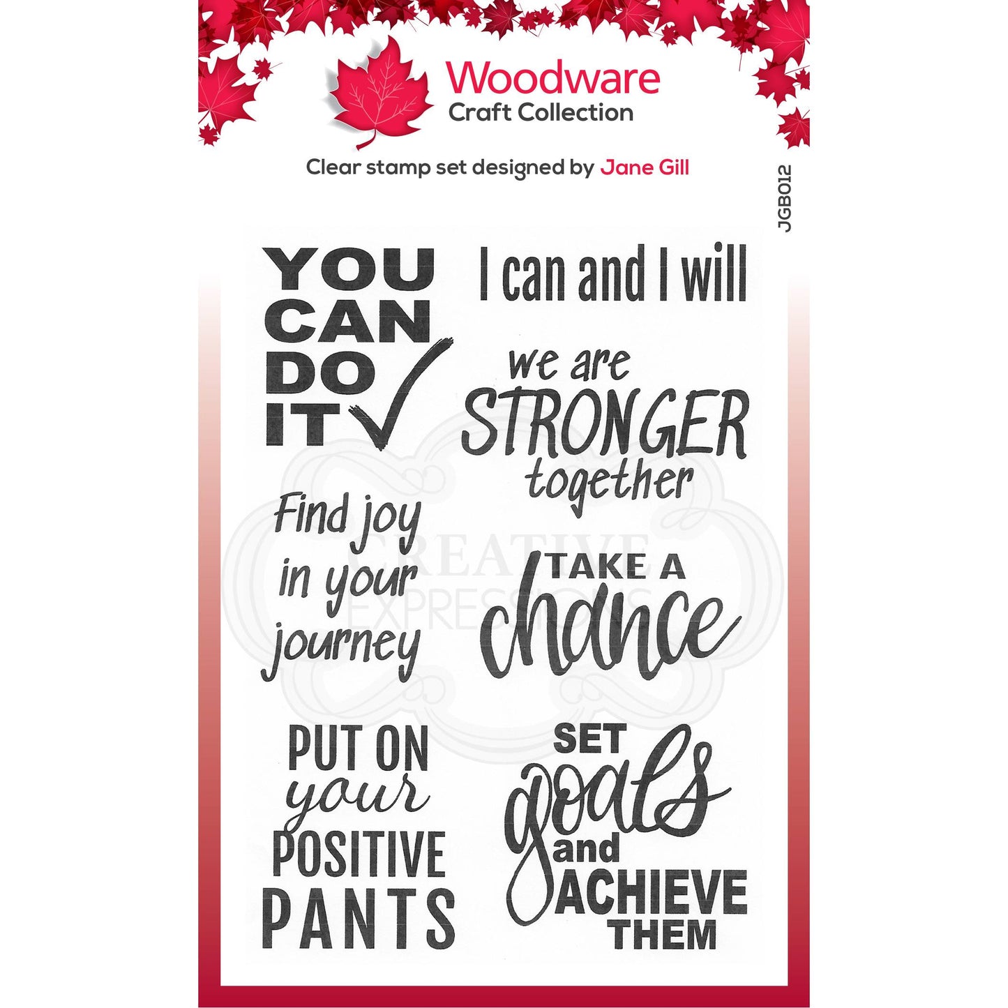 You Can Do It! 6 in x 8 in Stamp - Woodware Clear Singles