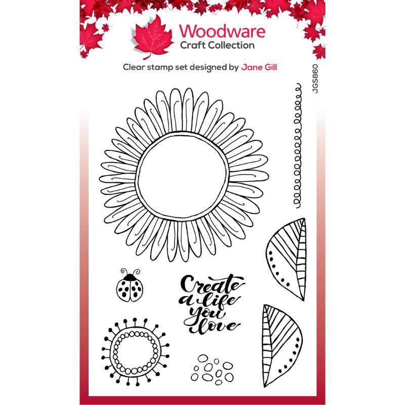 Woodware/Jane Gill Clear Singles Petal Doodles Live Life Stamp Set