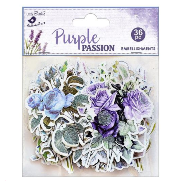 Purple Passion Ephemera Embellishment 36Pkg