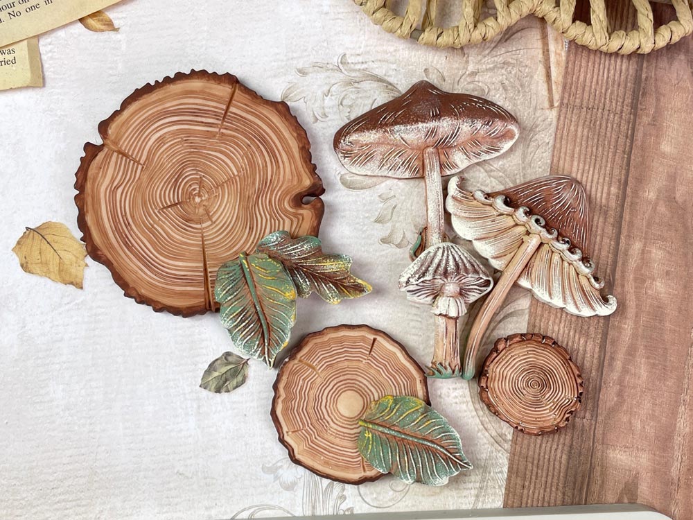 Golden Harmony wood and mushrooms Silicon mould A5