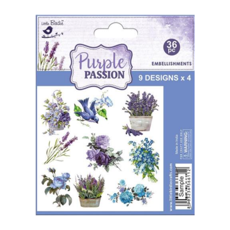 Purple Passion Ephemera Embellishment 36Pkg
