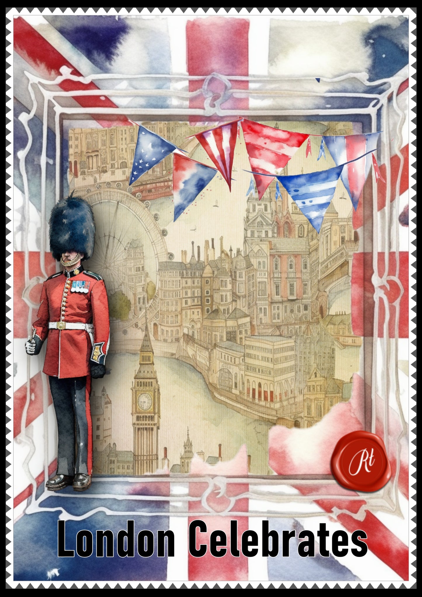 An A4 Papercraft collection to celebrate London. Contains images of Buckingham Palace, Grenadier Guards and Other Famous Landmarks. In Red, White and Blue Colours