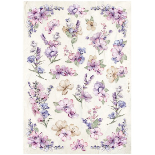 A Lavender flower pattern A4 Rice paper