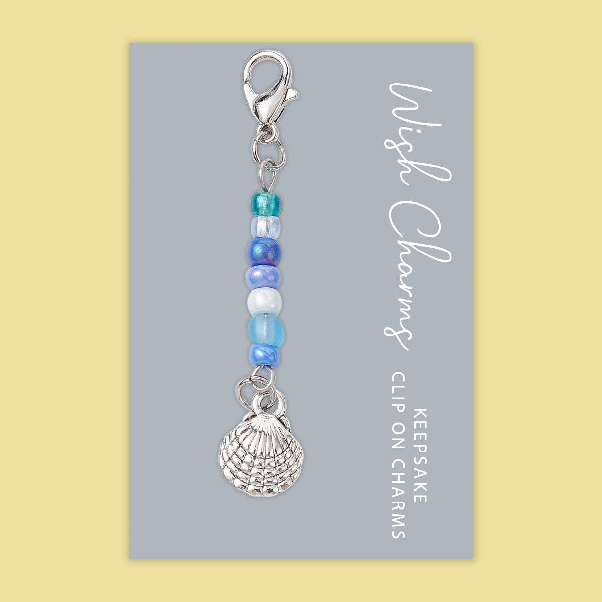 Sea Shell - Wish Charms - Keepsake Clip on Charm with Glass Beads - WCC031