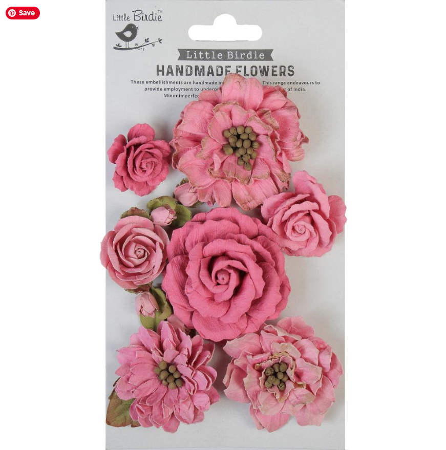 Little Birdie Lolita Paper Flowers 7/Pkg - Rosy Note