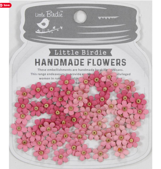 Little Birdie Natalia Paper Flowers 60/Pkg = Rosy Note