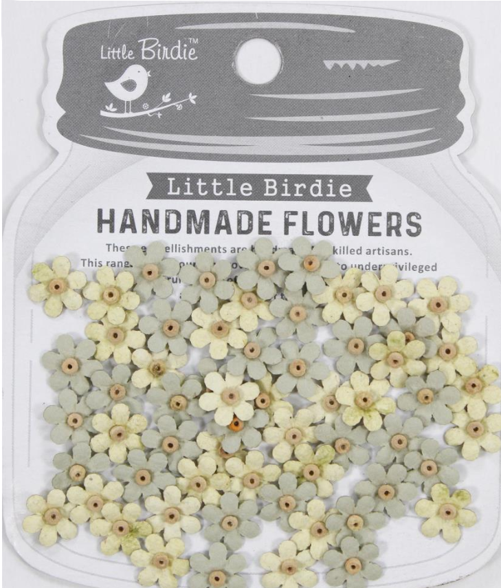 Little Birdie Natalia Paper Flowers 60/Pkg - Sage and Cream