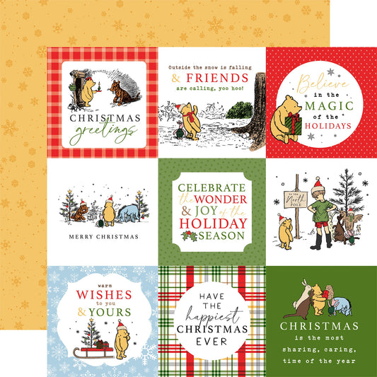 Winnie The Pooh Christmas 4 x 4 Journalling Cards