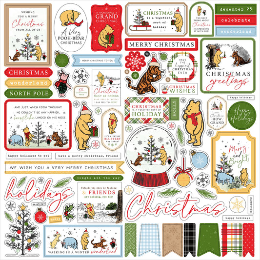 Winnie The Pooh Christmas ELEMENTS 12" x 12" Cardstock Stickers