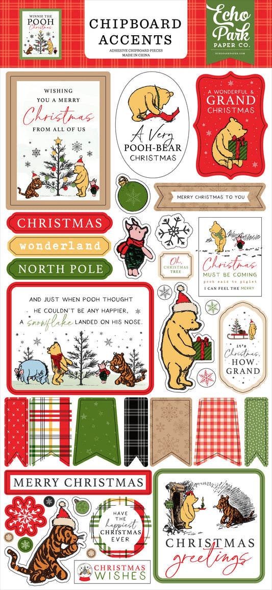 Winnie The Pooh Christmas Accents Chipboard  6" x 13"