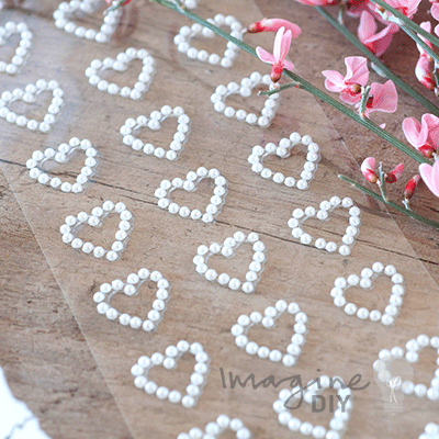 Self Adhesive Pearl Hearts - Sheet of 24