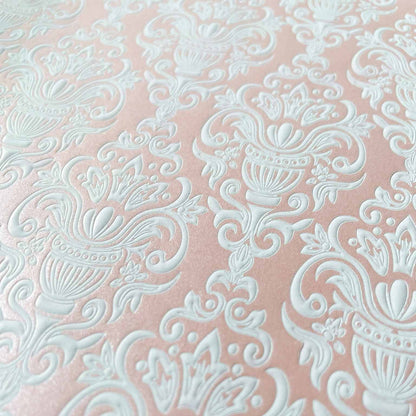 Antoinette Embossed Paper in Pink and White