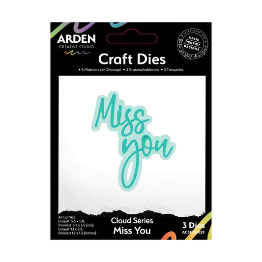 Arden Creative Studio Sentiment Cloud Series Miss You Craft Die Set