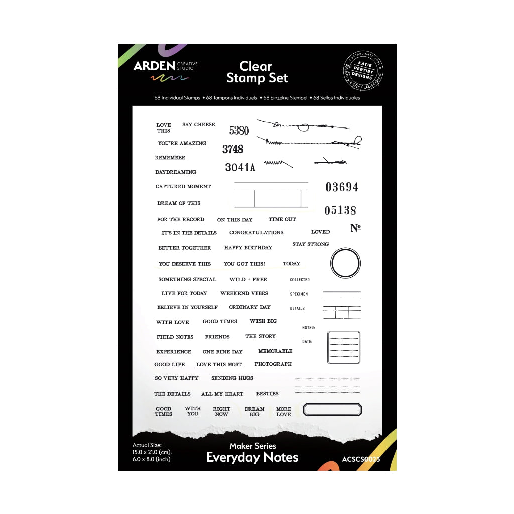 Arden Creative Studio Maker Series Everyday Notes 6in x 8in Clear Stamp Set