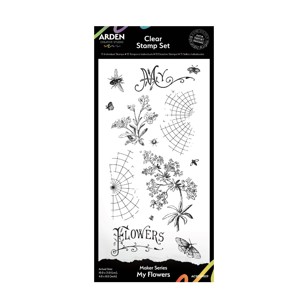 Arden Creative Studio Maker Series My Flowers 4in x 8in Clear Stamp Set