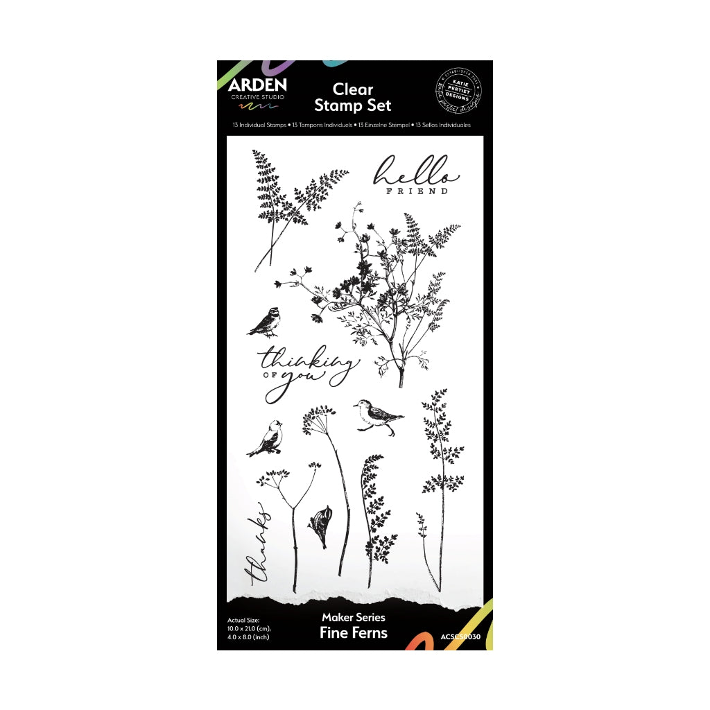 Arden Creative Studio Maker Series Fine Ferns 4in x 8in Clear Stamp Set