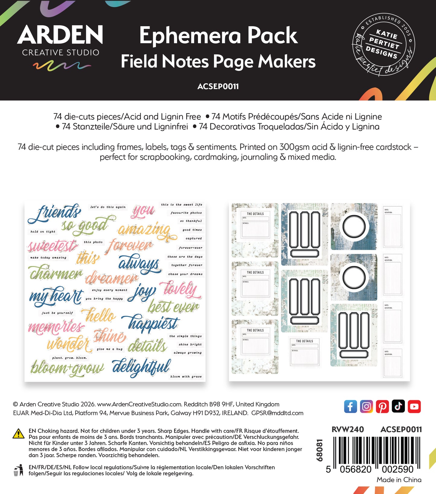 Arden Creative Studio Field Notes Page Makers Ephemera Pack
