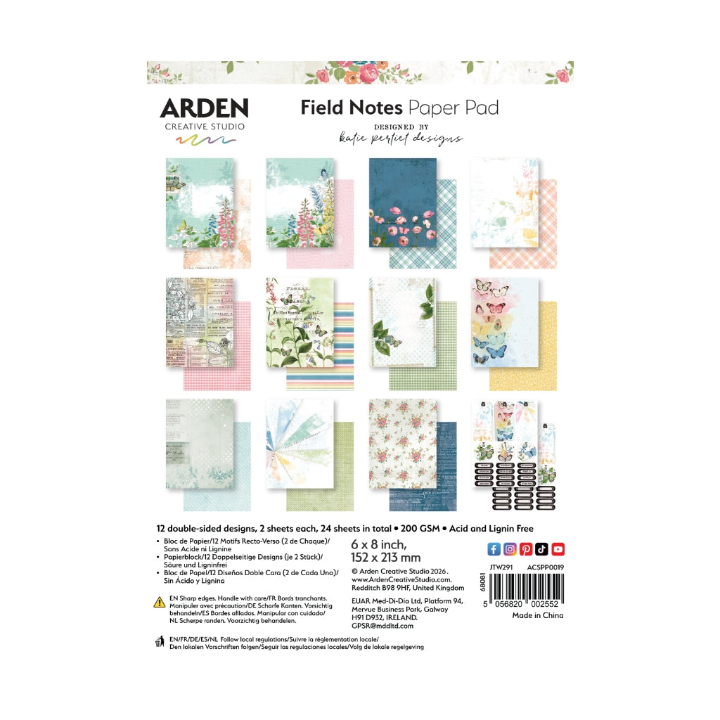 Arden Creative Studio Field Notes 6in x 8in Paper Pad