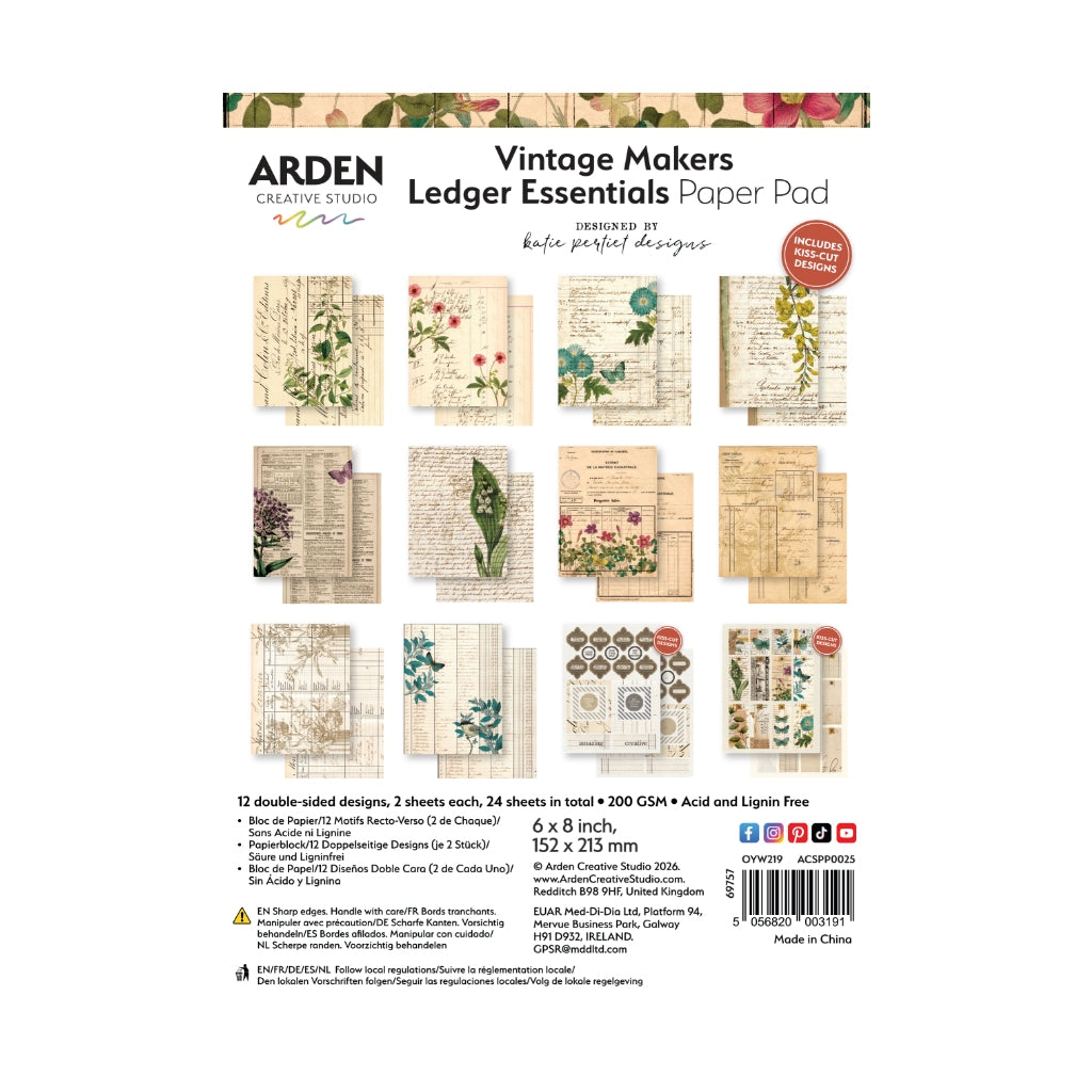 Arden Creative Studio Vintage Makers Ledger Essentials 6in x 8in Paper Pad