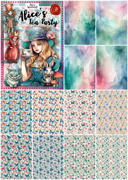 Alice's Tea Party Backgrounds Digital Downloads