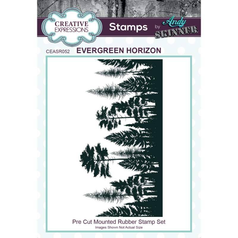 Andy Skinner Evergreen Horizon 4.5 in x 2.5 in Rubber Stamp