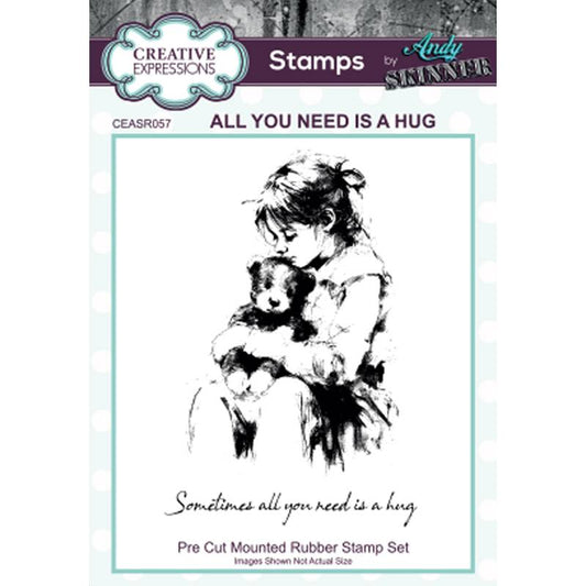 Andy Skinner All You Need Is A Hug 3.5 in x 5.25 in Pre Cut Rubber Stamp