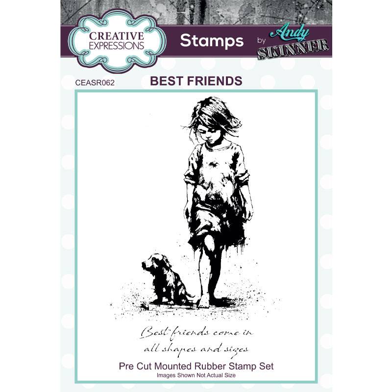 Andy Skinner Best Friends 3.5 in x 5.25 in Pre Cut Rubber Stamp