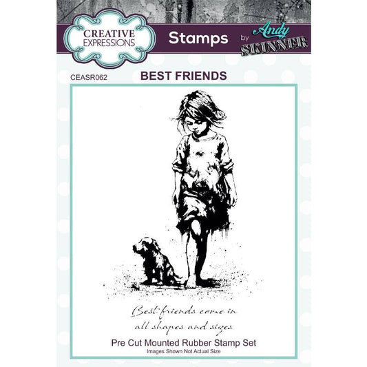 Andy Skinner Best Friends 3.5 in x 5.25 in Pre Cut Rubber Stamp