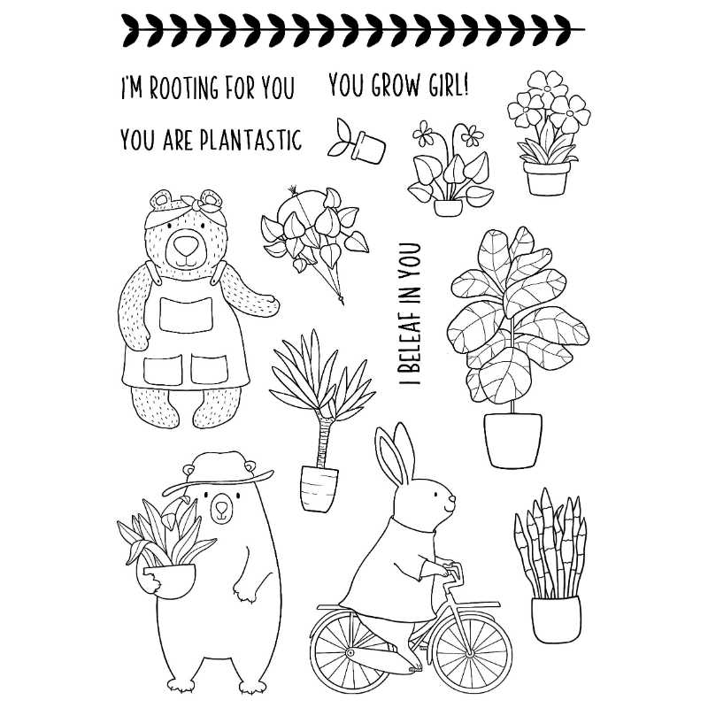 Jane’s Doodles Plant Nursery 6 in x 8 in Clear Stamp Set