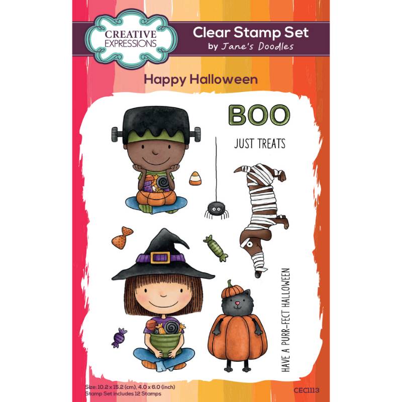 Jane's Doodles Happy Halloween 4 in x 6 in Clear Stamp Set