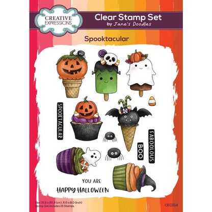 Jane’s Doodles Spooktacular 6 in x 8 in Clear Stamp Set