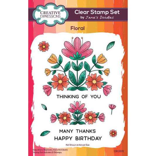 Jane's Doodles Floral 4 in x 6 in Stamp Set