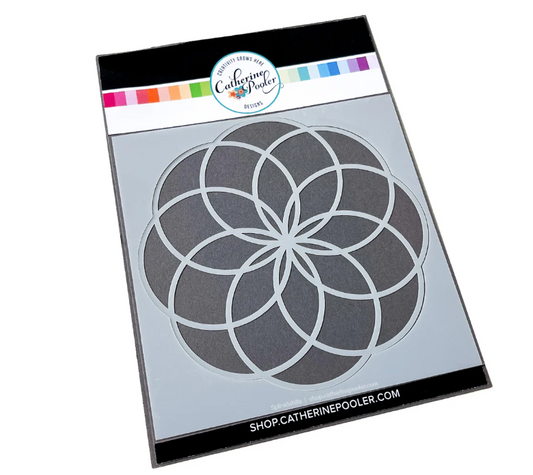 Catherine Pocler flower design stencil on a white background